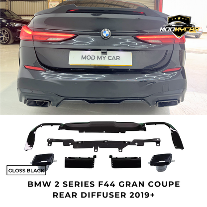 BMW 2 SERIES F44 GRAN COUPE REAR DIFFUSER WITH TAILPIPES GLOSS BLACK 2019+