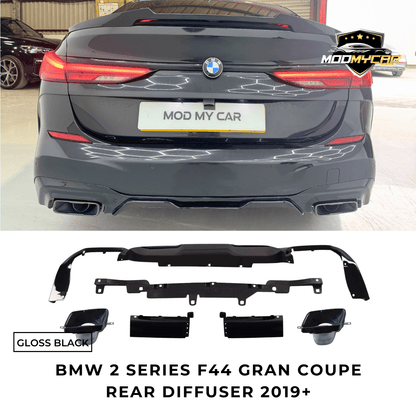 BMW 2 SERIES F44 GRAN COUPE REAR DIFFUSER WITH TAILPIPES GLOSS BLACK 2019+ - Mod My Car UK