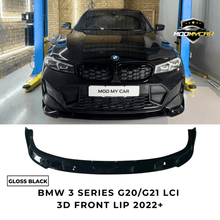 BMW 3 SERIES FRONT SPLITTER LIP G20 G21 LCI 3D STYLE GLOSS BLACK 2022+ - Mod My Car UK