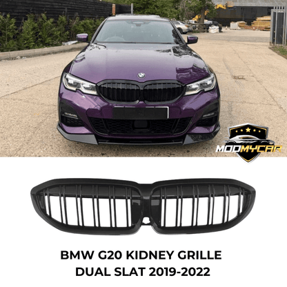 BMW 3 SERIES G20 G21 KIDNEY GRILLE DUAL SLAT M LOOK GLOSS BLACK 2019-2022 - Mod My Car UK