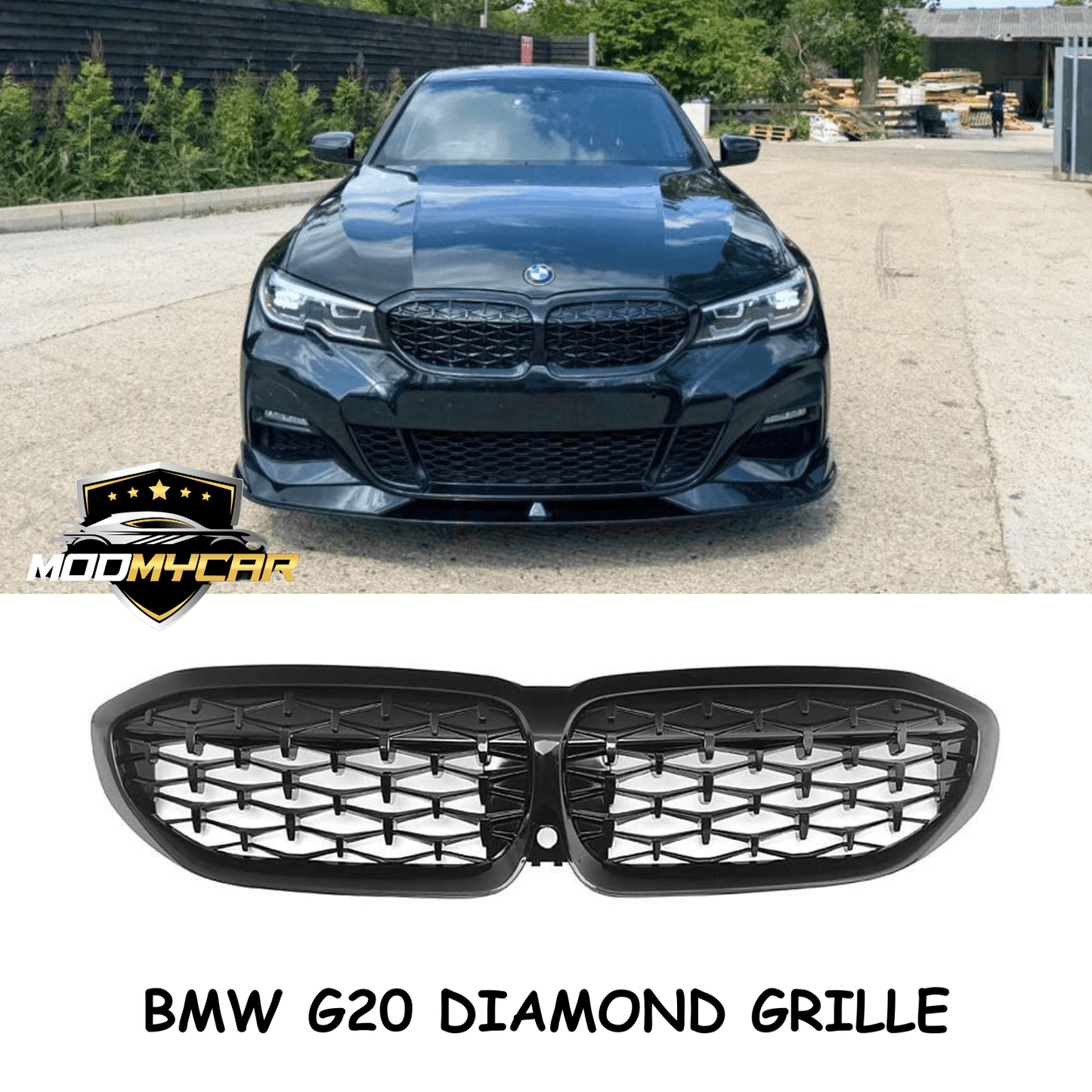 BMW 3 SERIES KIDNEY GRILL G20 BLACK DIAMOND STYLE SPORT 2019+ MODELS - Mod My Car UK