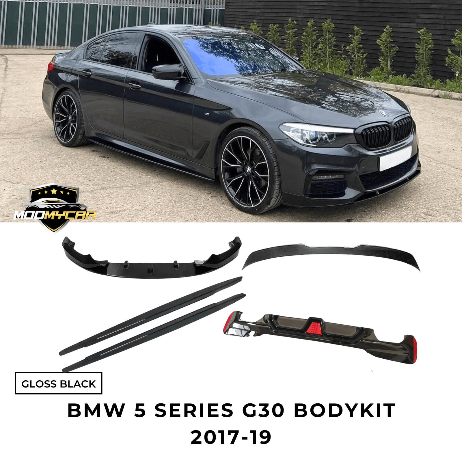 BMW 5 SERIES G30 2017 - 2019 M PERFORMANCE BODYKIT GLOSS BLACK F1 STYLE - Mod My Car UK