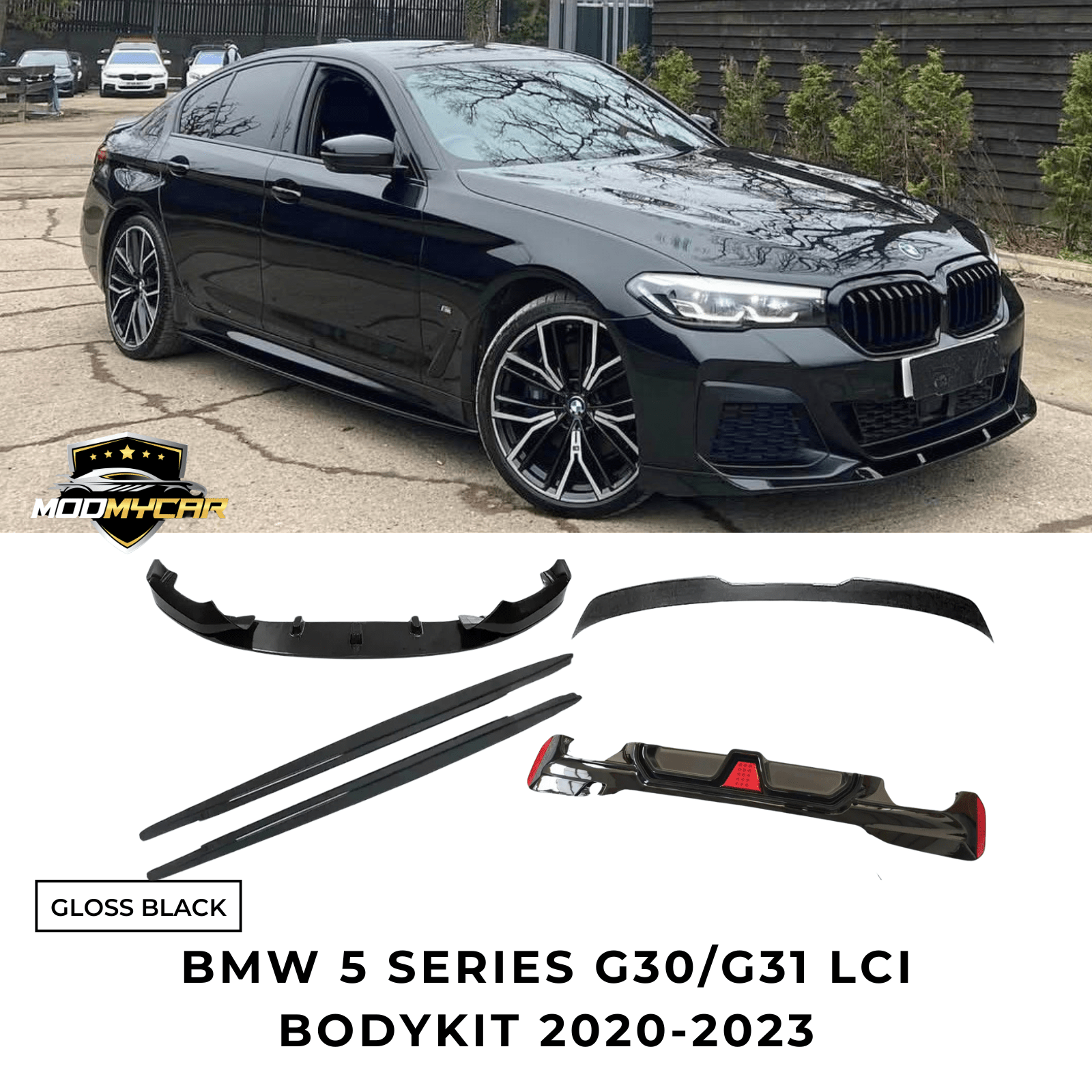 BMW 5 SERIES LCI G30 G31 M PERFORMANCE BODYKIT F1 STYLE 2020 - 2023 GLOSS BLACK - Mod My Car UK