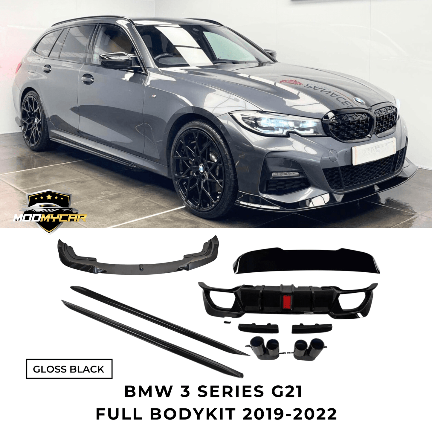 BMW G21 M BODYKIT QUAD DIFFUSER FRONT SPLITTER SPOILER W/F1 LIGHT 2019 - 22 - Mod My Car UK