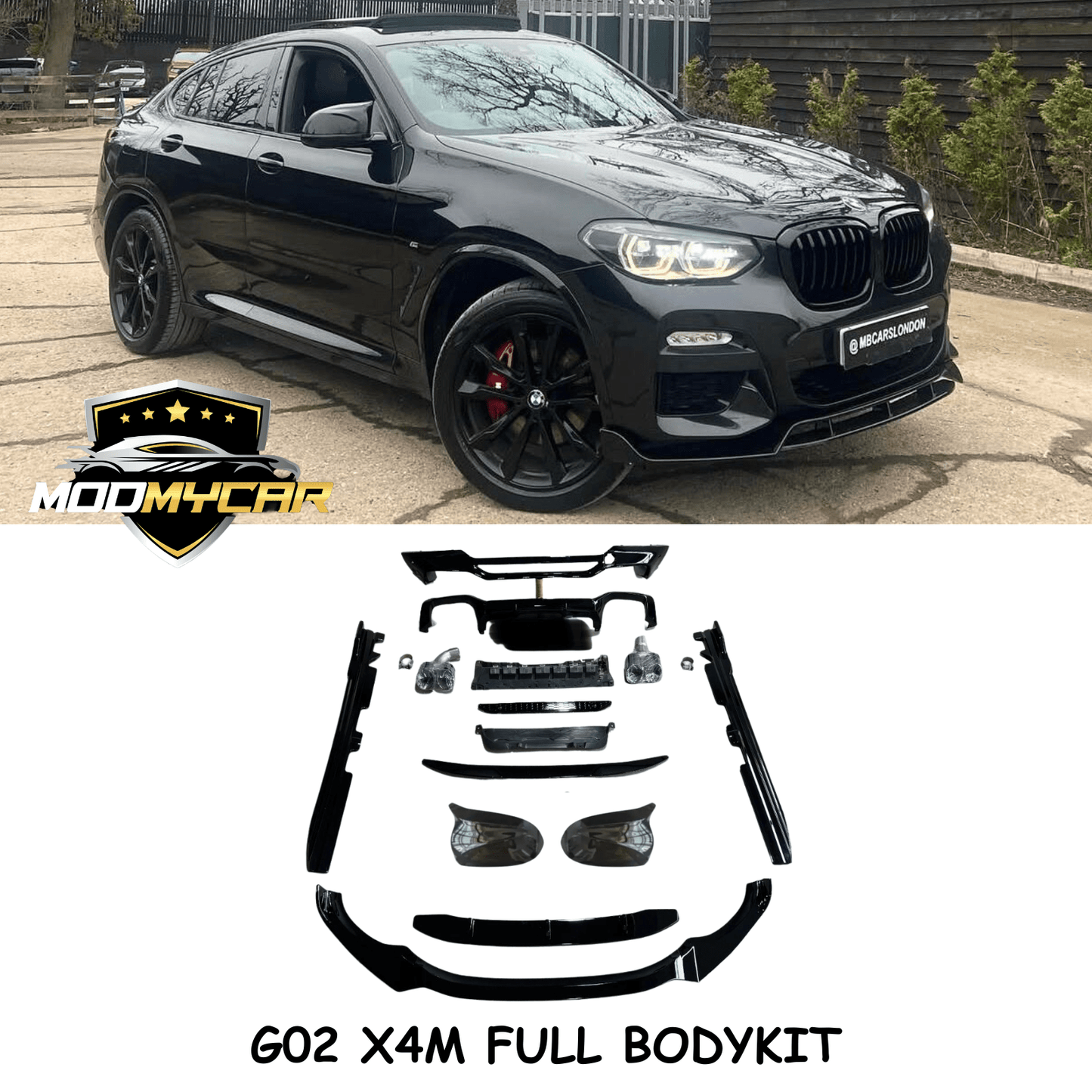 BMW X4M G02 BODYKIT PERFORMANCE STYLE G02 BODYKIT X4 GLOSS BLACK PRE - LCI 2018+ - Mod My Car UK
