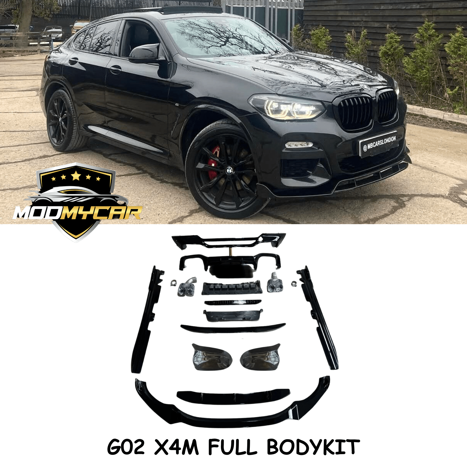 BMW X4M G02 BODYKIT PERFORMANCE STYLE G02 BODYKIT X4 GLOSS BLACK PRE - LCI 2018+ - Mod My Car UK