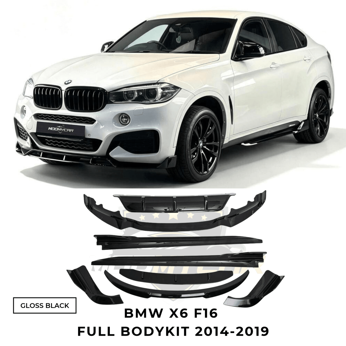 BMW X6 F16 GLOSS BLACK BODYKIT SPLITTER SKIRTS DIFFUSER SPOILER GRILL 2014-2019 - Mod My Car UK