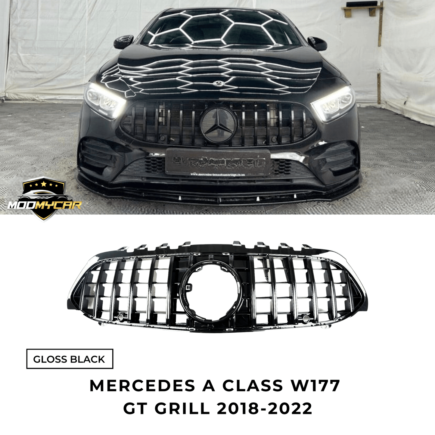 MERCEDES A CLASS W177 GT GRILL GLOSS BLACK 2018 - 22 - Mod My Car UK