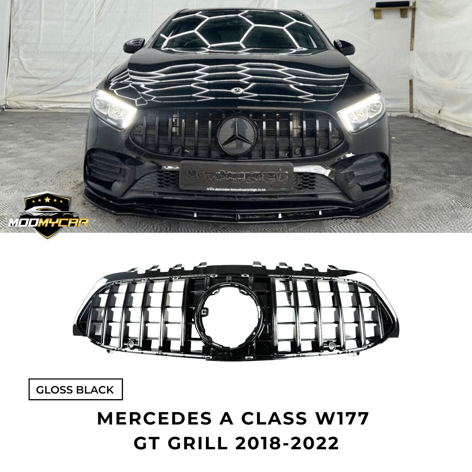 MERCEDES A CLASS W177 GT GRILL GLOSS BLACK 2018 - 22 - Mod My Car UK