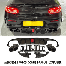 MERCEDES C CLASS COUPE REAR DIFFUSER W205 AMG C63 BRABUS STYLE GLOSS BLACK 2015+ - Mod My Car UK