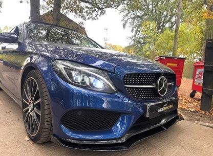 MERCEDES C CLASS FRONT LIP J STYLE W205 C205 A205 GLOSS BLACK SPLITTER 2014 - 19 - Mod My Car UK