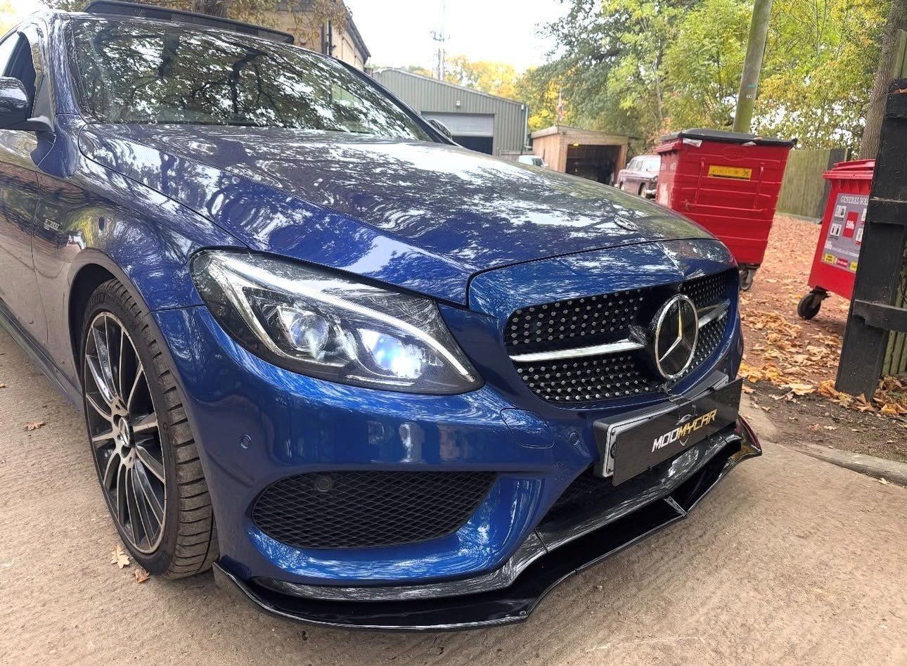 MERCEDES C CLASS FRONT LIP J STYLE W205 C205 A205 GLOSS BLACK SPLITTER 2014 - 19 - Mod My Car UK