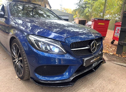 MERCEDES C CLASS FRONT LIP J STYLE W205 C205 A205 GLOSS BLACK SPLITTER 2014 - 19 - Mod My Car UK