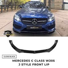 MERCEDES C CLASS FRONT LIP J STYLE W205 C205 A205 GLOSS BLACK SPLITTER 2014 - 19 - Mod My Car UK