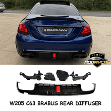 MERCEDES C CLASS REAR DIFFUSER AMG W205 C63 BRABUS STYLE GLOSS BLACK DIFFUSER - Mod My Car UK