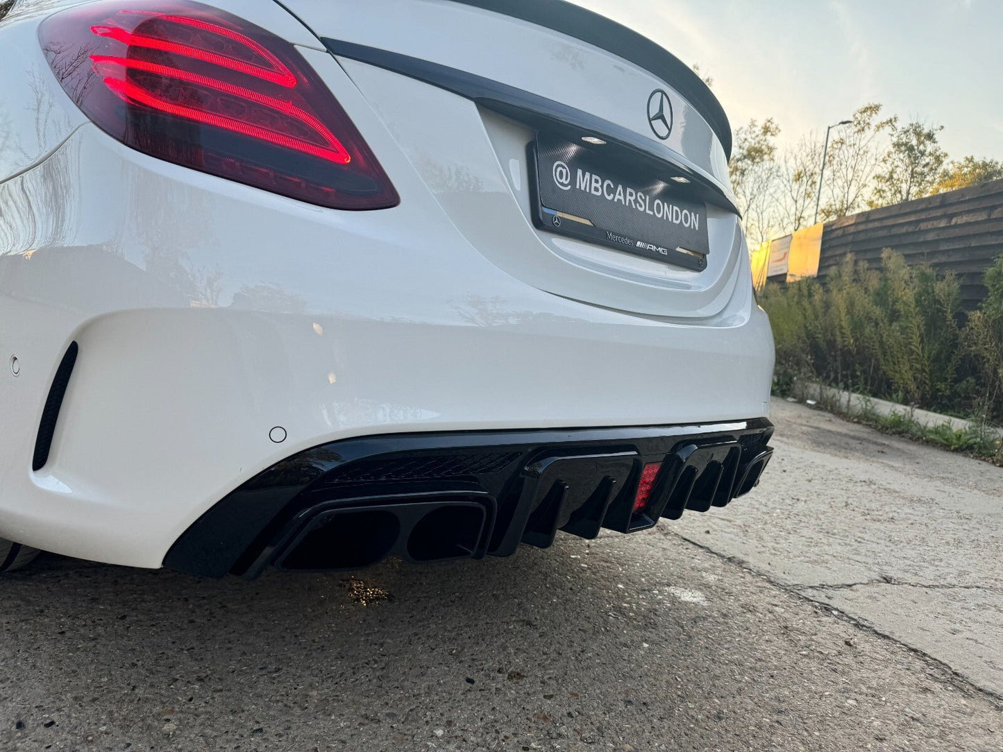 MERCEDES C CLASS REAR DIFFUSER AMG W205 C63 BRABUS STYLE GLOSS BLACK DIFFUSER - Mod My Car UK