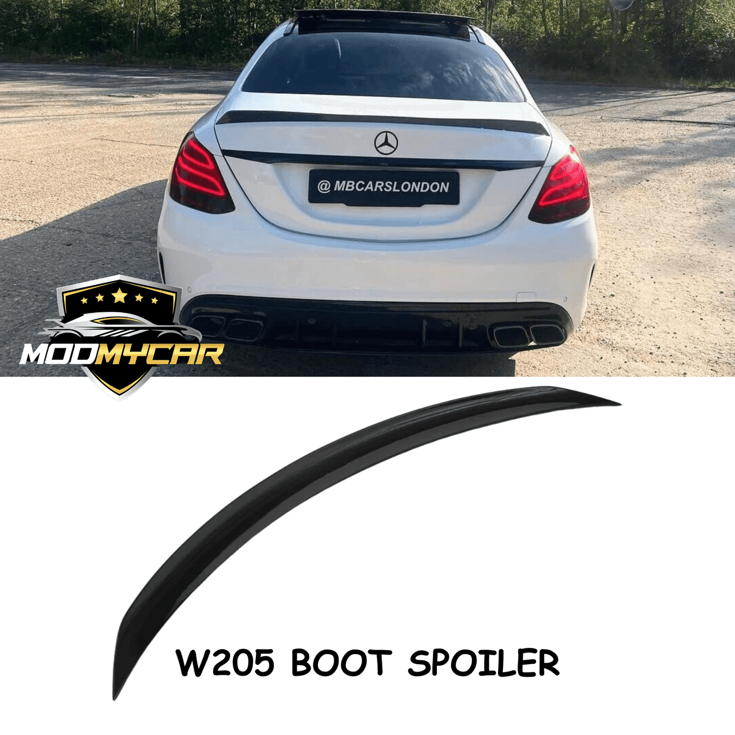 MERCEDES C CLASS W205 BOOT SPOILER AMG STYLE 2014 - 2022 GLOSS BLACK - Mod My Car UK
