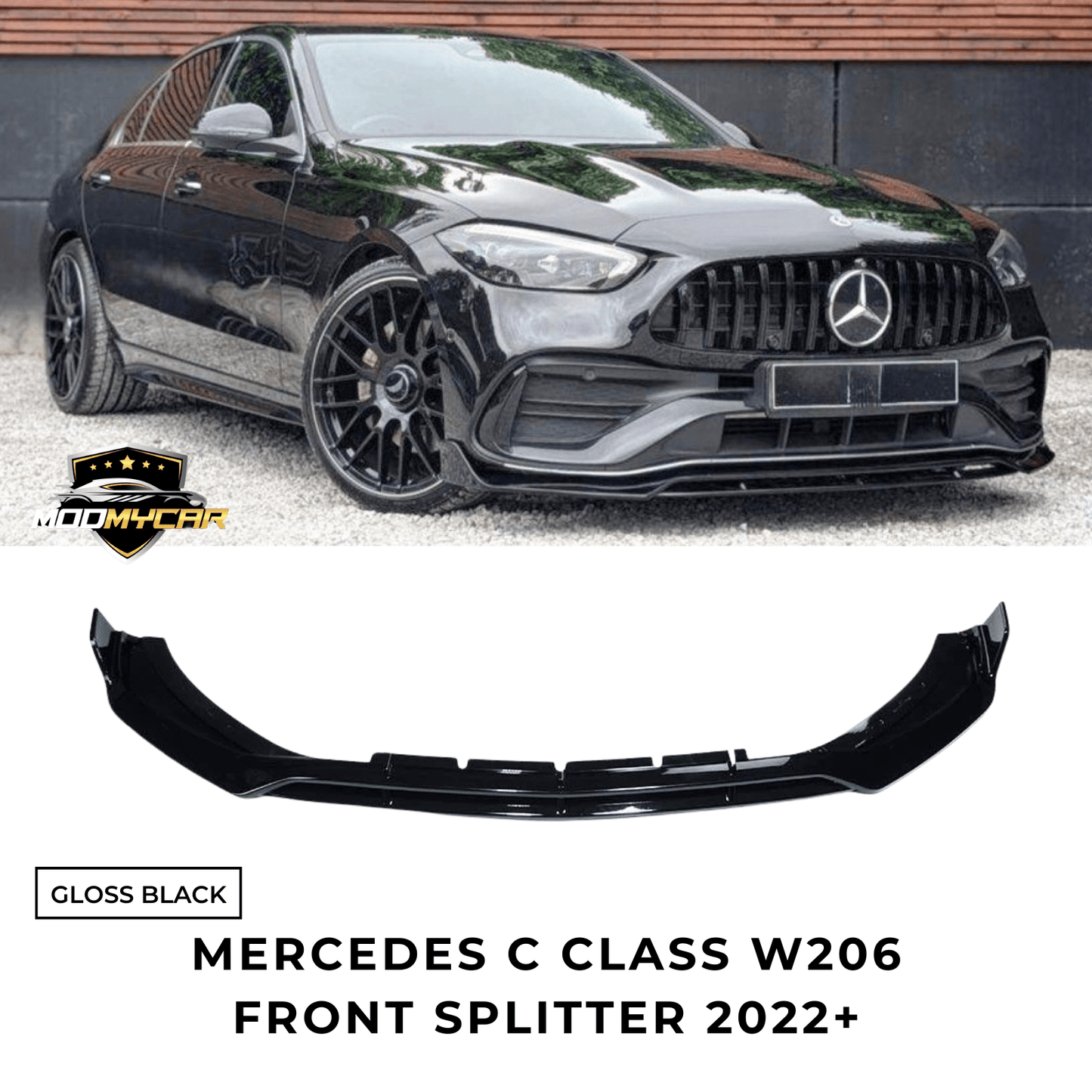 MERCEDES C CLASS W206 FRONT LIP 2022+ BRABUS STYLE GLOSS BLACK - Mod My Car UK