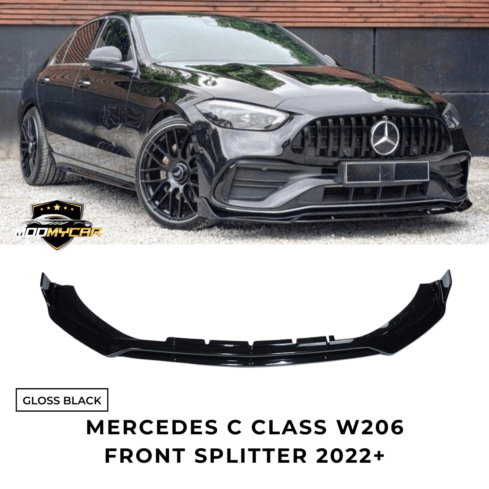 MERCEDES C CLASS W206 FRONT LIP 2022+ BRABUS STYLE GLOSS BLACK - Mod My Car UK