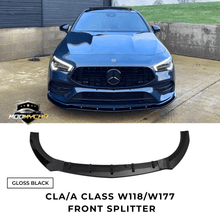 MERCEDES CLA A CLASS FRONT SPLITTER W118 W177 GLOSS BLACK 2018+ - Mod My Car UK