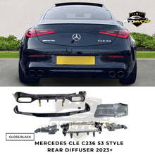 MERCEDES CLE C236 53 STYLE REAR DIFFUSER WITH TIPS GLOSS BLACK 2023+ - Mod My Car UK