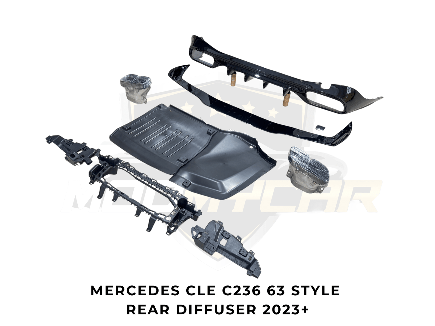 MERCEDES CLE C236 63 STYLE REAR DIFFUSER WITH TIPS GLOSS BLACK 2023+ - Mod My Car UK