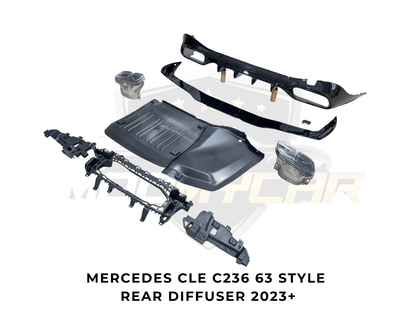 MERCEDES CLE C236 63 STYLE REAR DIFFUSER WITH TIPS GLOSS BLACK 2023+ - Mod My Car UK