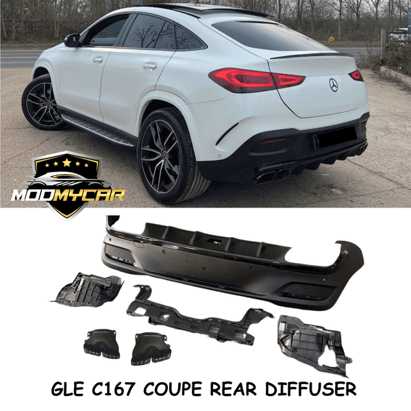 MERCEDES GLE COUPE C167 AMG STYLE REAR DIFFUSER TAIL PIPES GLOSS BLACK 2019+ - Mod My Car UK