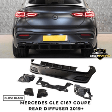 MERCEDES GLE COUPE REAR DIFFUSER C167 AMG STYLE GLE63 TAIL PIPES GLOSS BLCK 19+ - Mod My Car UK