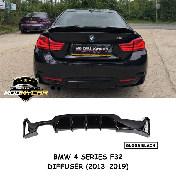 BMW 4 SERIES REAR DIFFUSER F32 F33 F36 M PERFORMANCE SPORT GLOSS BLACK 2013-2019