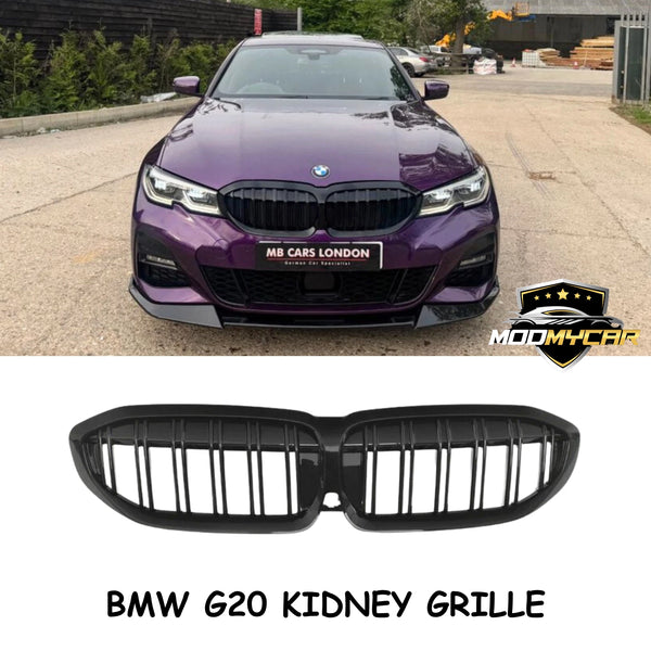 BMW 3 SERIES KIDNEY GRILL G20 G21 DUAL SLAT M LOOK GLOSS BLACK 2019+