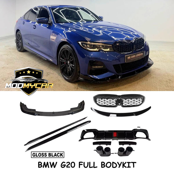 BMW G20 M BODYKIT QUAD DIFFUSER FRONT SPLITTER SPOILER F1 LIGHT GLOSS BLACK